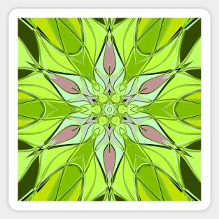 Cartoon Mandala Flower Green and Pink Sticker